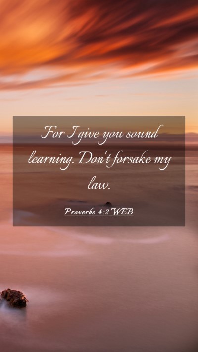 Picture 03 - Proverbs 4:2 WEB Mobile Phone Wallpaper - For I give you sound learning. Don't forsake my - Mobile Bible Verse Wallpaper