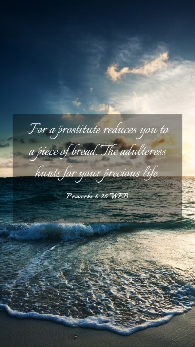 Picture 03 - Proverbs 6:26 WEB Mobile Phone Wallpaper - For a prostitute reduces you to a piece of bread. - Mobile Bible Verse Wallpaper