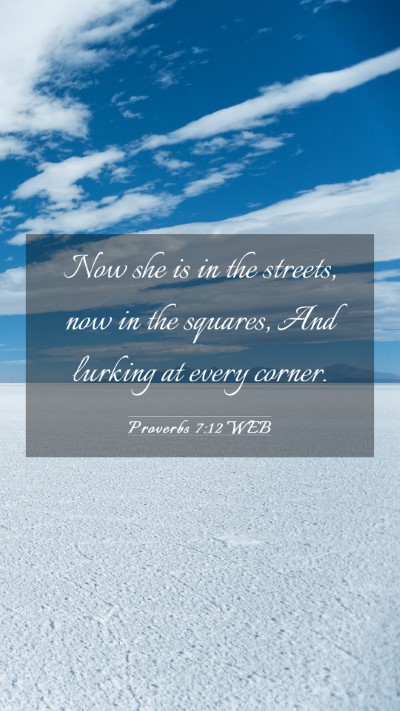Picture 03 - Proverbs 7:12 WEB Mobile Phone Wallpaper - Now she is in the streets, now in the squares, - Mobile Bible Verse Wallpaper