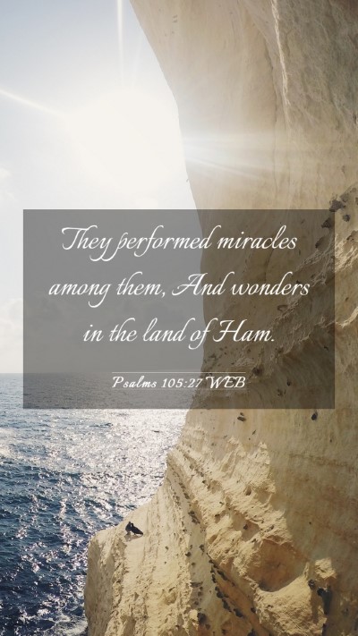 Picture 03 - Psalms 105:27 WEB Mobile Phone Wallpaper - They performed miracles among them, And wonders - Mobile Bible Verse Wallpaper