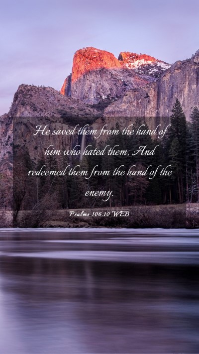 Picture 03 - Psalms 106:10 WEB Mobile Phone Wallpaper - He saved them from the hand of him who hated - Mobile Bible Verse Wallpaper