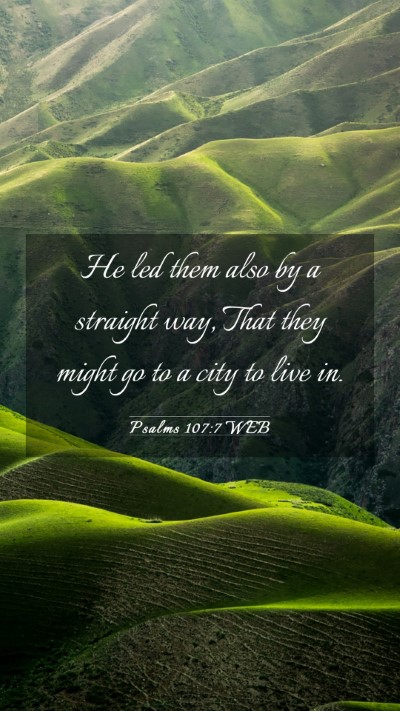 Picture 03 - Psalms 107:7 WEB Mobile Phone Wallpaper - He led them also by a straight way, That they - Mobile Bible Verse Wallpaper
