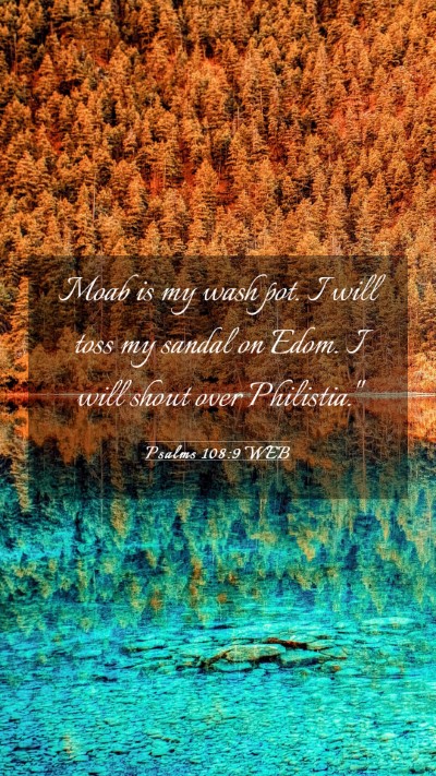 Picture 03 - Psalms 108:9 WEB Mobile Phone Wallpaper - Moab is my wash pot. I will toss my sandal on - Mobile Bible Verse Wallpaper