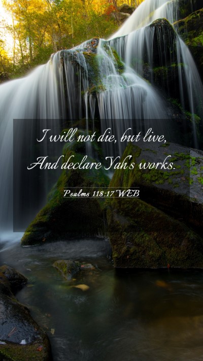 Picture 03 - Psalms 118:17 WEB Mobile Phone Wallpaper - I will not die, but live, And declare Yah's - Mobile Bible Verse Wallpaper