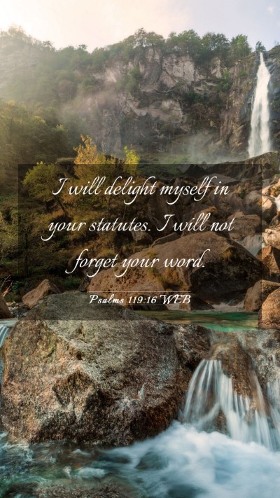 Picture 03 - Psalms 119:16 WEB Mobile Phone Wallpaper - I will delight myself in your statutes. I will - Mobile Bible Verse Wallpaper