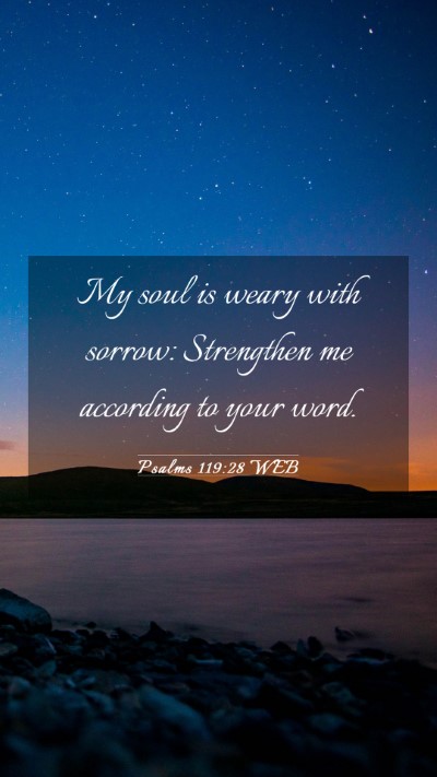 Picture 03 - Psalms 119:28 WEB Mobile Phone Wallpaper - My soul is weary with sorrow: Strengthen me - Mobile Bible Verse Wallpaper