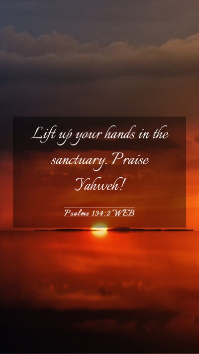 Picture 03 - Psalms 134:2 WEB Mobile Phone Wallpaper - Lift up your hands in the sanctuary. Praise - Mobile Bible Verse Wallpaper