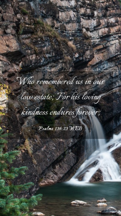 Picture 03 - Psalms 136:23 WEB Mobile Phone Wallpaper - Who remembered us in our low estate; For his - Mobile Bible Verse Wallpaper