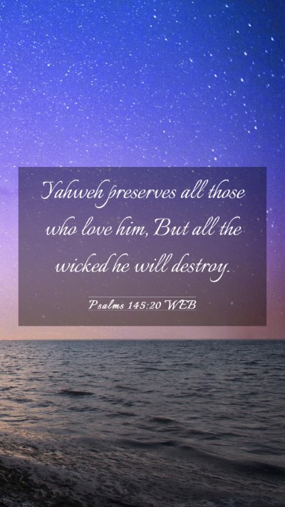 Picture 03 - Psalms 145:20 WEB Mobile Phone Wallpaper - Yahweh preserves all those who love him, But all - Mobile Bible Verse Wallpaper