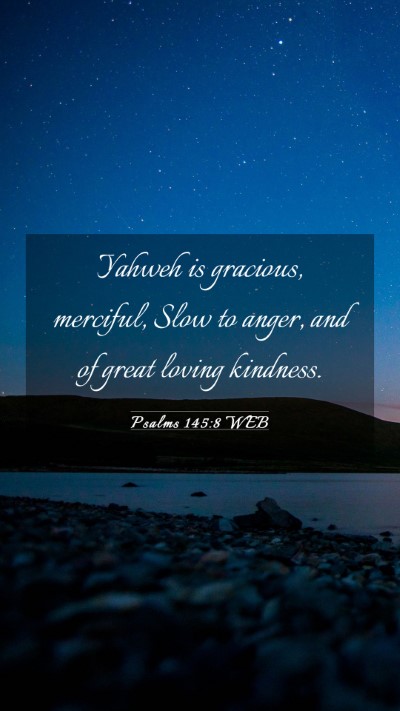 Picture 03 - Psalms 145:8 WEB Mobile Phone Wallpaper - Yahweh is gracious, merciful, Slow to anger, and - Mobile Bible Verse Wallpaper