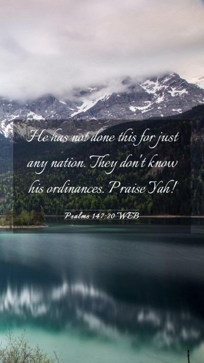Picture 03 - Psalms 147:20 WEB Mobile Phone Wallpaper - He has not done this for just any nation. They - Mobile Bible Verse Wallpaper