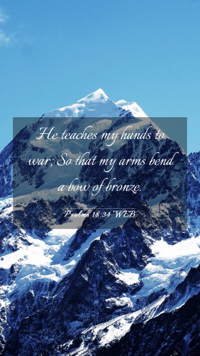 Picture 03 - Psalms 18:34 WEB Mobile Phone Wallpaper - He teaches my hands to war; So that my arms bend - Mobile Bible Verse Wallpaper