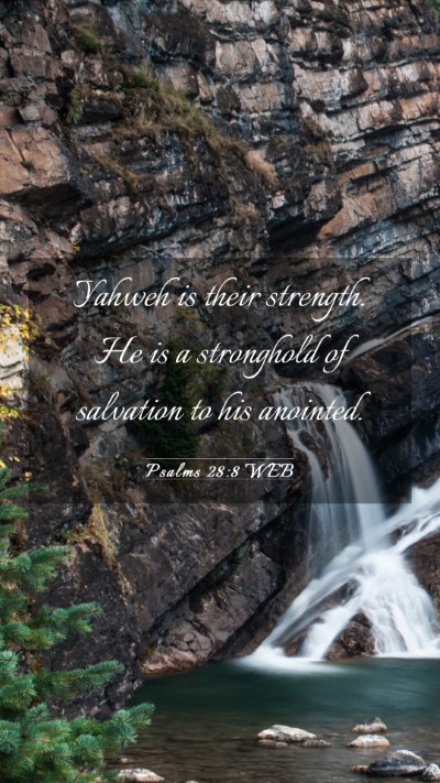 Picture 03 - Psalms 28:8 WEB Mobile Phone Wallpaper - Yahweh is their strength. He is a stronghold of - Mobile Bible Verse Wallpaper