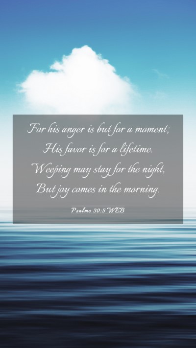 Picture 03 - Psalms 30:5 WEB Mobile Phone Wallpaper - For his anger is but for a moment; His favor is - Mobile Bible Verse Wallpaper
