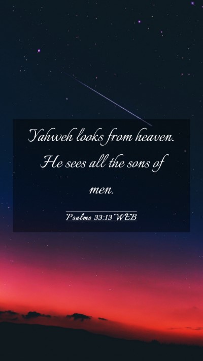 Picture 03 - Psalms 33:13 WEB Mobile Phone Wallpaper - Yahweh looks from heaven. He sees all the sons of - Mobile Bible Verse Wallpaper