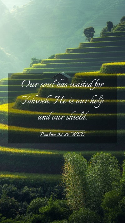 Picture 03 - Psalms 33:20 WEB Mobile Phone Wallpaper - Our soul has waited for Yahweh. He is our help - Mobile Bible Verse Wallpaper