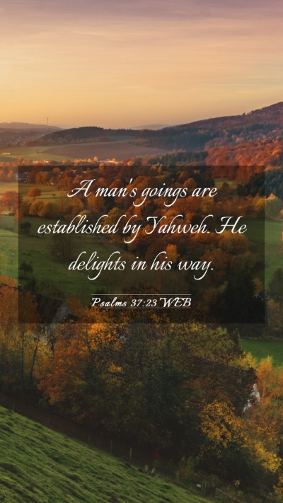 Picture 03 - Psalms 37:23 WEB Mobile Phone Wallpaper - A man's goings are established by Yahweh. He - Mobile Bible Verse Wallpaper