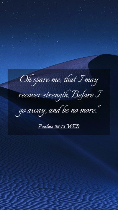 Picture 03 - Psalms 39:13 WEB Mobile Phone Wallpaper - Oh spare me, that I may recover strength, Before - Mobile Bible Verse Wallpaper