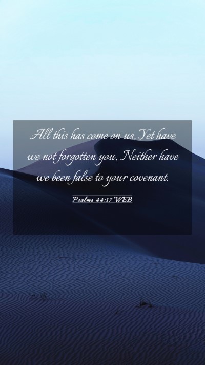 Picture 03 - Psalms 44:17 WEB Mobile Phone Wallpaper - All this has come on us, Yet have we not - Mobile Bible Verse Wallpaper