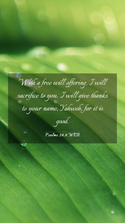 Picture 03 - Psalms 54:6 WEB Mobile Phone Wallpaper - With a free will offering, I will sacrifice to - Mobile Bible Verse Wallpaper