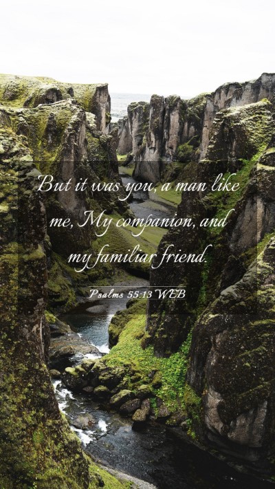 Picture 03 - Psalms 55:13 WEB Mobile Phone Wallpaper - But it was you, a man like me, My companion, and - Mobile Bible Verse Wallpaper