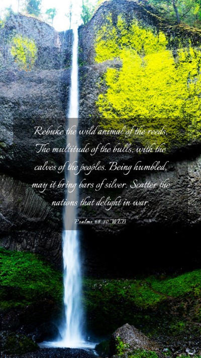 Picture 03 - Psalms 68:30 WEB Mobile Phone Wallpaper - Rebuke the wild animal of the reeds, The - Mobile Bible Verse Wallpaper