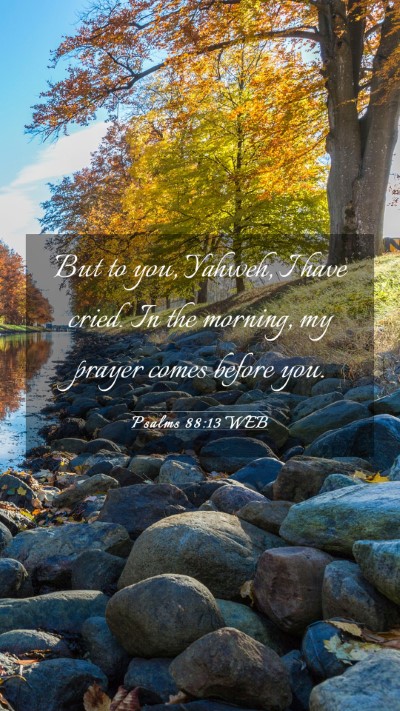 Picture 03 - Psalms 88:13 WEB Mobile Phone Wallpaper - But to you, Yahweh, I have cried. In the morning, - Mobile Bible Verse Wallpaper