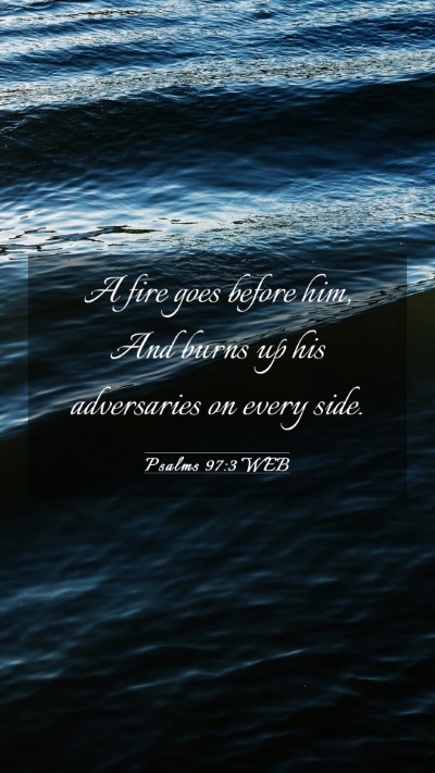 Picture 03 - Psalms 97:3 WEB Mobile Phone Wallpaper - A fire goes before him, And burns up his - Mobile Bible Verse Wallpaper
