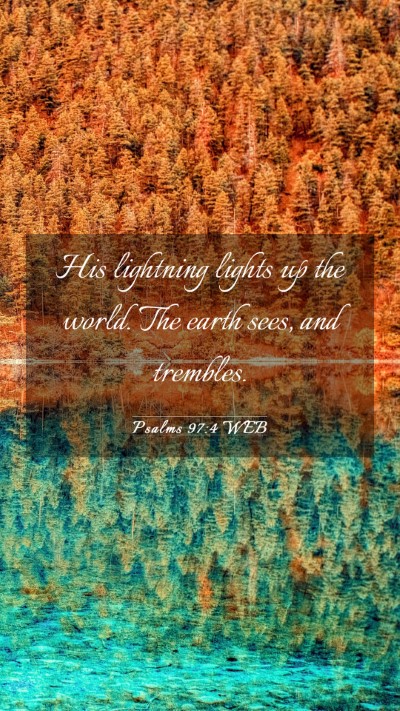 Picture 03 - Psalms 97:4 WEB Mobile Phone Wallpaper - His lightning lights up the world. The earth - Mobile Bible Verse Wallpaper
