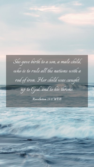 Picture 03 - Revelation 12:5 WEB Mobile Phone Wallpaper - She gave birth to a son, a male child, who is to - Mobile Bible Verse Wallpaper