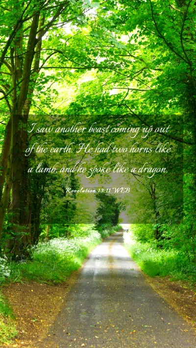 Picture 03 - Revelation 13:11 WEB Mobile Phone Wallpaper - I saw another beast coming up out of the earth. - Mobile Bible Verse Wallpaper