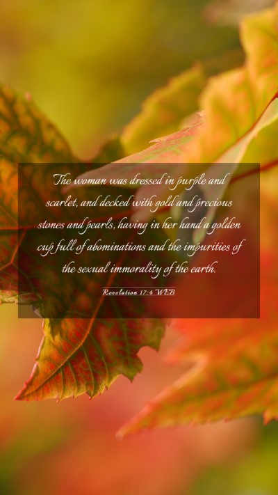 Picture 03 - Revelation 17:4 WEB Mobile Phone Wallpaper - The woman was dressed in purple and scarlet, and - Mobile Bible Verse Wallpaper