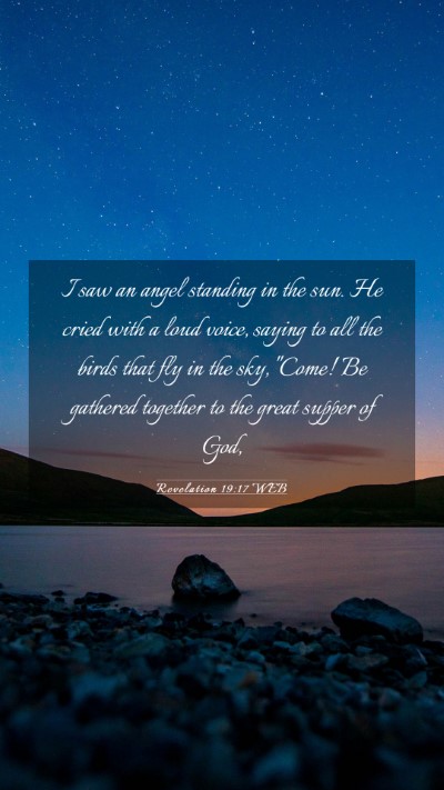 Picture 03 - Revelation 19:17 WEB Mobile Phone Wallpaper - I saw an angel standing in the sun. He cried with - Mobile Bible Verse Wallpaper
