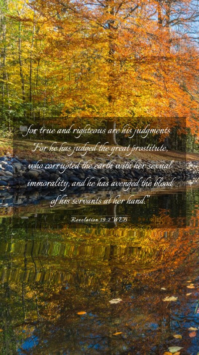 Picture 03 - Revelation 19:2 WEB Mobile Phone Wallpaper - for true and righteous are his judgments. For he - Mobile Bible Verse Wallpaper