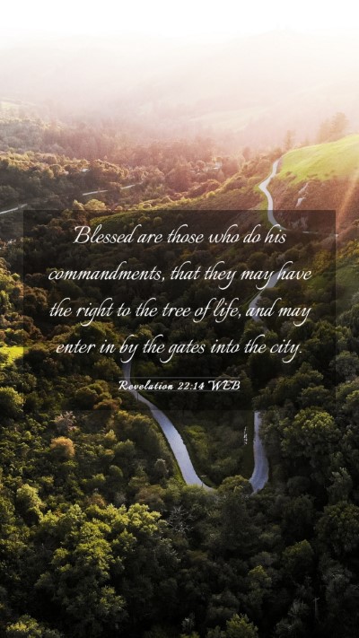 Picture 03 - Revelation 22:14 WEB Mobile Phone Wallpaper - Blessed are those who do his commandments, that - Mobile Bible Verse Wallpaper