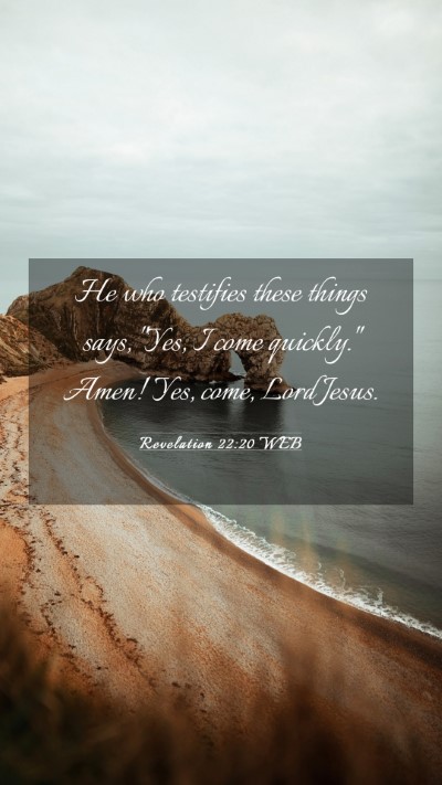 Picture 03 - Revelation 22:20 WEB Mobile Phone Wallpaper - He who testifies these things says, 