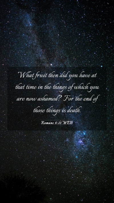 Picture 03 - Romans 6:21 WEB Mobile Phone Wallpaper - What fruit then did you have at that time in the - Mobile Bible Verse Wallpaper