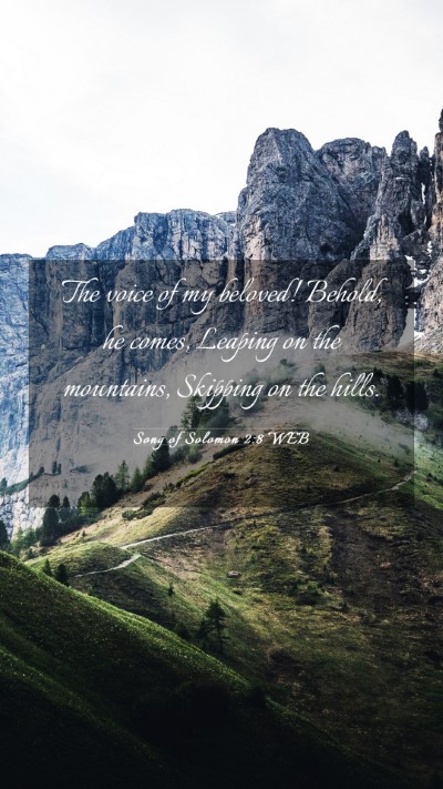 Picture 03 - Song of Solomon 2:8 WEB Mobile Phone Wallpaper - The voice of my beloved! Behold, he comes, - Mobile Bible Verse Wallpaper
