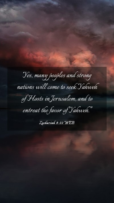 Picture 03 - Zechariah 8:22 WEB Mobile Phone Wallpaper - Yes, many peoples and strong nations will come to - Mobile Bible Verse Wallpaper