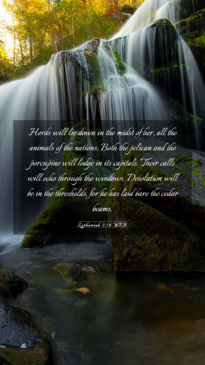 Picture 03 - Zephaniah 2:14 WEB Mobile Phone Wallpaper - Herds will lie down in the midst of her, all the - Mobile Bible Verse Wallpaper