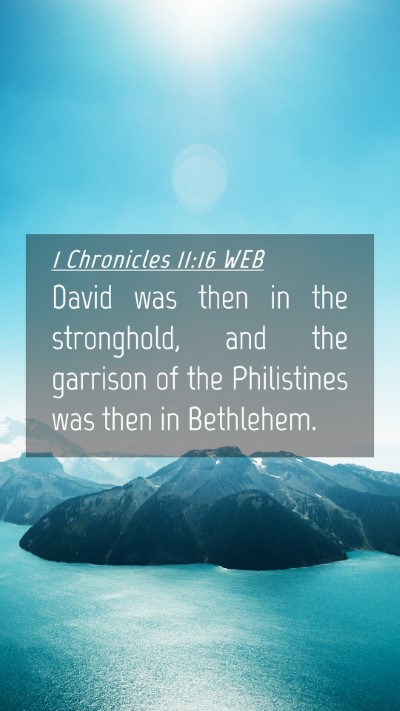 Picture 04 - 1 Chronicles 11:16 WEB Mobile Phone Wallpaper - David was then in the stronghold, and the - Mobile Bible Verse Wallpaper