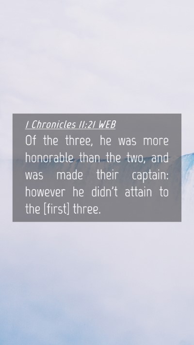 Picture 04 - 1 Chronicles 11:21 WEB Mobile Phone Wallpaper - Of the three, he was more honorable than the two, - Mobile Bible Verse Wallpaper
