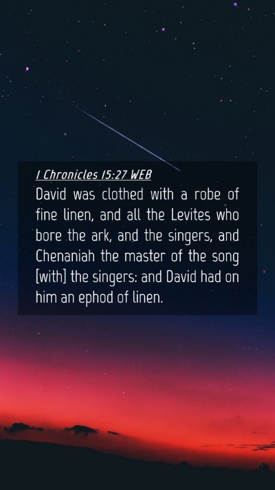 Picture 04 - 1 Chronicles 15:27 WEB Mobile Phone Wallpaper - David was clothed with a robe of fine linen, and - Mobile Bible Verse Wallpaper