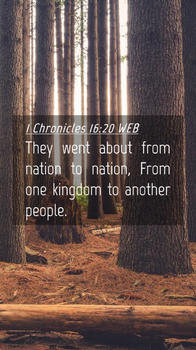 Picture 04 - 1 Chronicles 16:20 WEB Mobile Phone Wallpaper - They went about from nation to nation, From one - Mobile Bible Verse Wallpaper