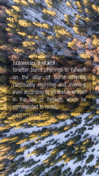 Picture 04 - 1 Chronicles 16:40 WEB Mobile Phone Wallpaper - to offer burnt offerings to Yahweh on the altar - Mobile Bible Verse Wallpaper