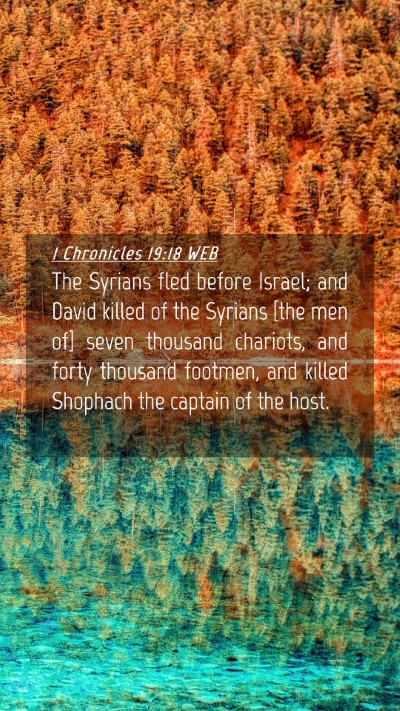 Picture 04 - 1 Chronicles 19:18 WEB Mobile Phone Wallpaper - The Syrians fled before Israel; and David killed - Mobile Bible Verse Wallpaper