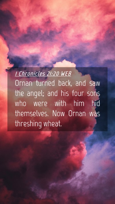 Picture 04 - 1 Chronicles 21:20 WEB Mobile Phone Wallpaper - Ornan turned back, and saw the angel; and his - Mobile Bible Verse Wallpaper