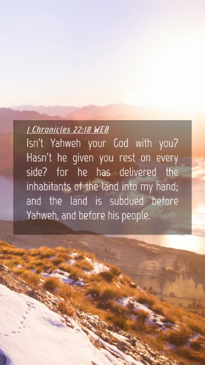 Picture 04 - 1 Chronicles 22:18 WEB Mobile Phone Wallpaper - Isn't Yahweh your God with you? Hasn't he given - Mobile Bible Verse Wallpaper