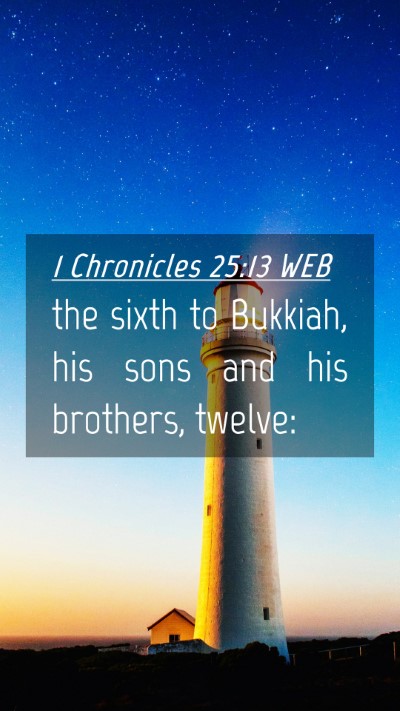 Picture 04 - 1 Chronicles 25:13 WEB Mobile Phone Wallpaper - the sixth to Bukkiah, his sons and his brothers, - Mobile Bible Verse Wallpaper