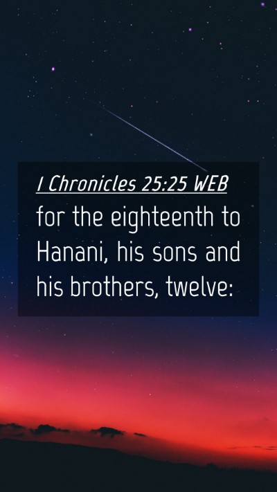 Picture 04 - 1 Chronicles 25:25 WEB Mobile Phone Wallpaper - for the eighteenth to Hanani, his sons and his - Mobile Bible Verse Wallpaper